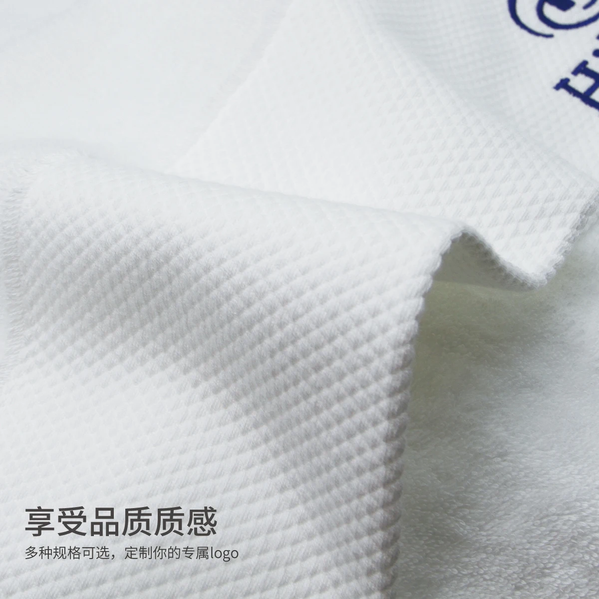 Customized Embroidered Logo White Towels Sets Hotel Quality A Towel Hilton Bath Towels Cotton 70 140