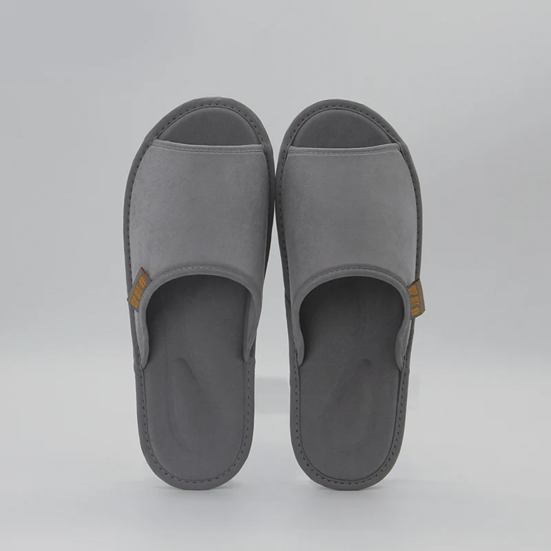 Reusable Cotton Soft Quick Dry Hotel Rubber Open Toe Men's Spa Slippers Washable Spa Slippers Custom