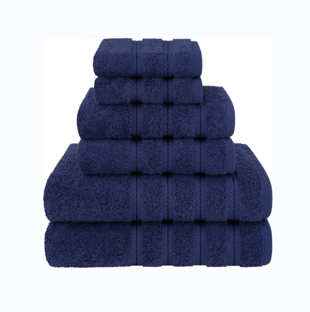 Set de Toallas de Lujo de Hotel 5 Estrellas Azul Oscuro 600 Gsm Secado R&aacute;pido Tejido Desechable Set de Toallas de Colores de 6 Piezas