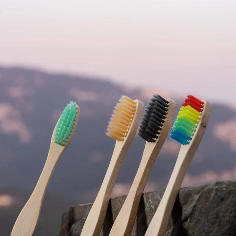 Eco-friendly Bamboo Reusable Toothbrush For Adults Portable Wooden Soft Tooth Brush Nylon Charcoal For Home Travel Hotel