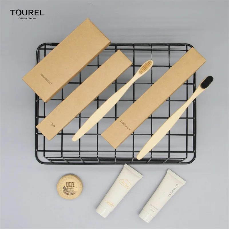 Guesthouse Amenities Biodegradable Amenities Sachet Packaging Eco Friendly Bamboo Hotel Amenity Box