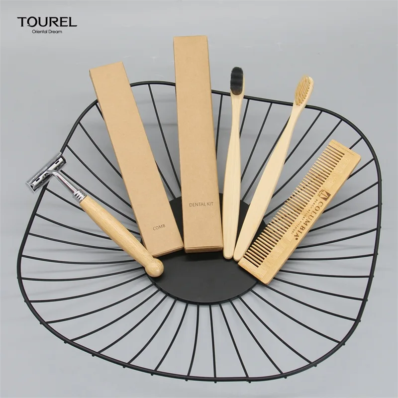 Guesthouse Amenities Biodegradable Amenities Sachet Packaging Eco Friendly Bamboo Hotel Amenity Box