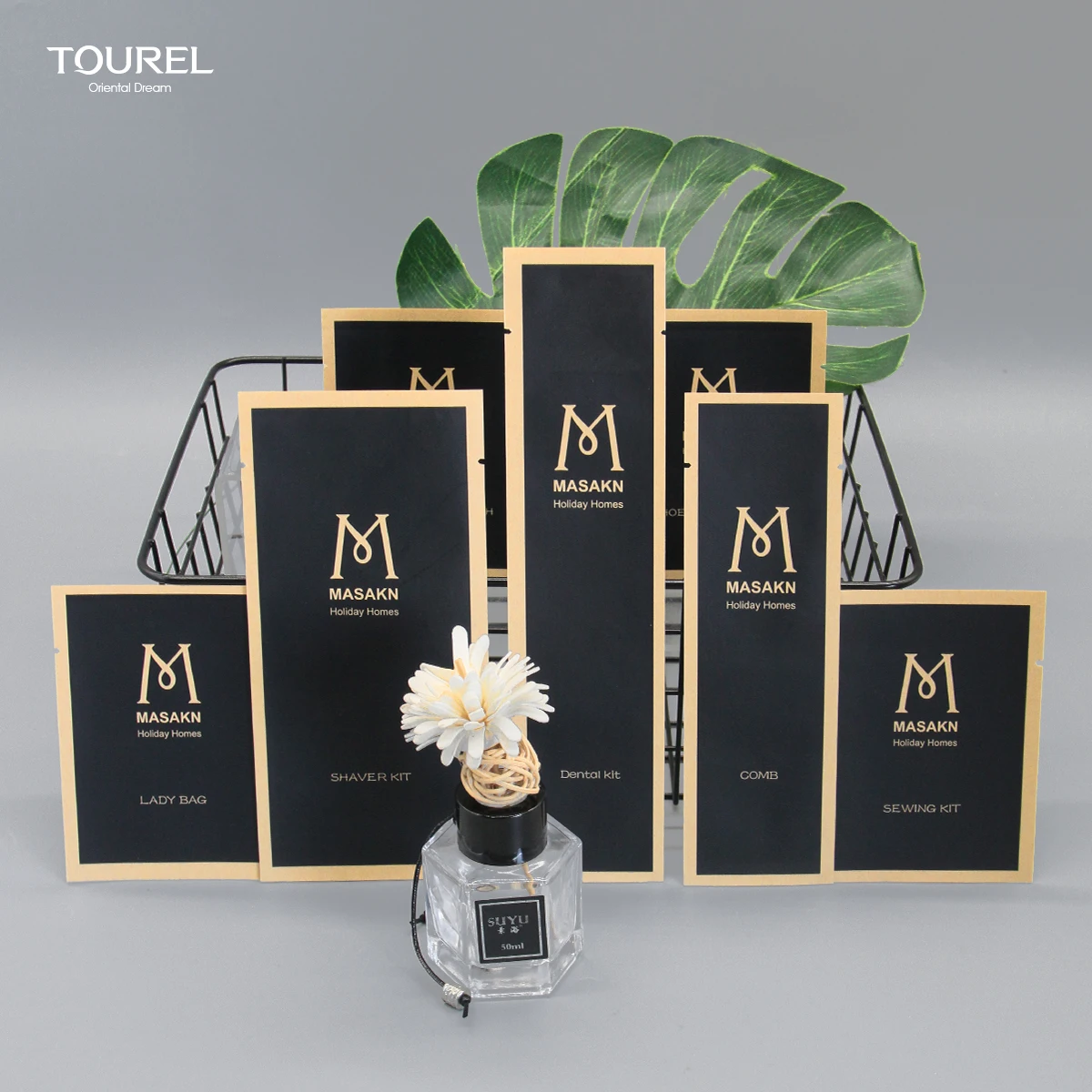Articles de toilette jetables de luxe pour hôtel, portables et recyclables, fournitures de salle de bain, produits secs
