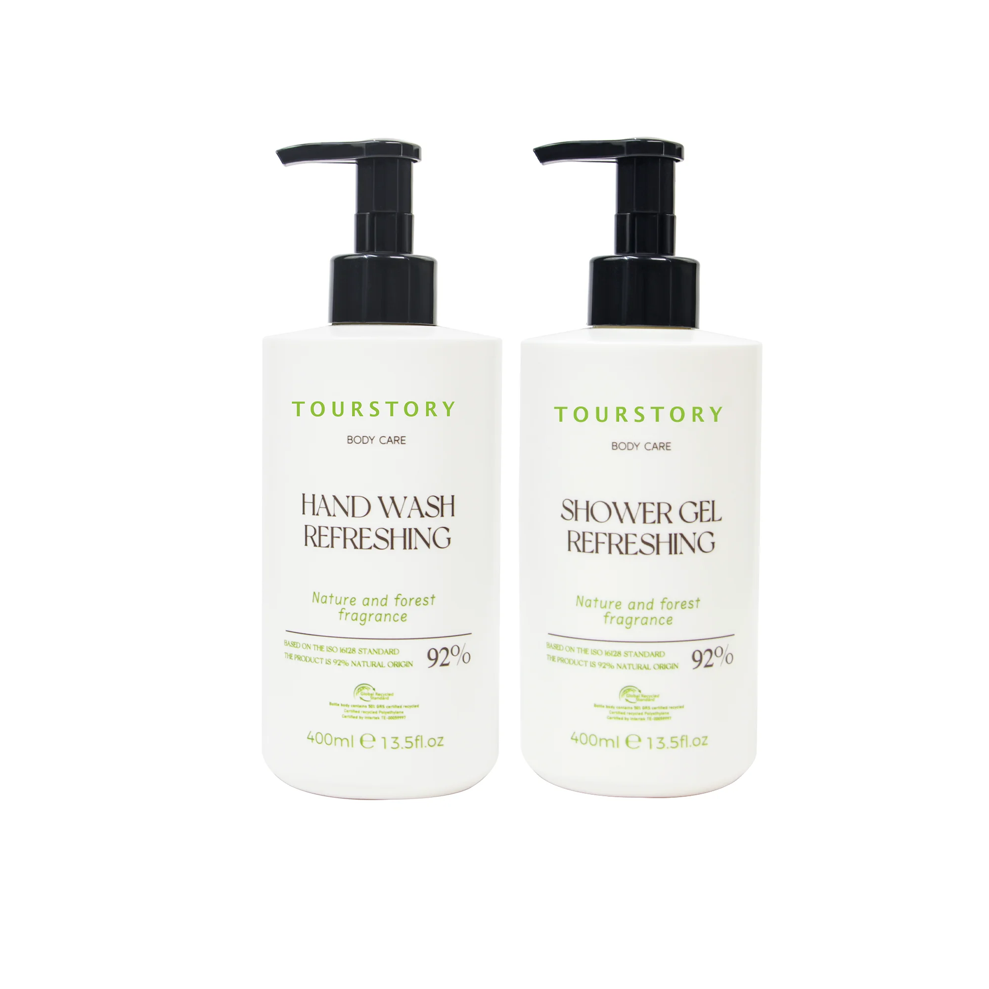 Hotel Bathroom Eco-friendly Disposable Shampoo Conditioner Body Wash Set 400ml Refillable Bottles Shower Gel Locking Wall Mount
