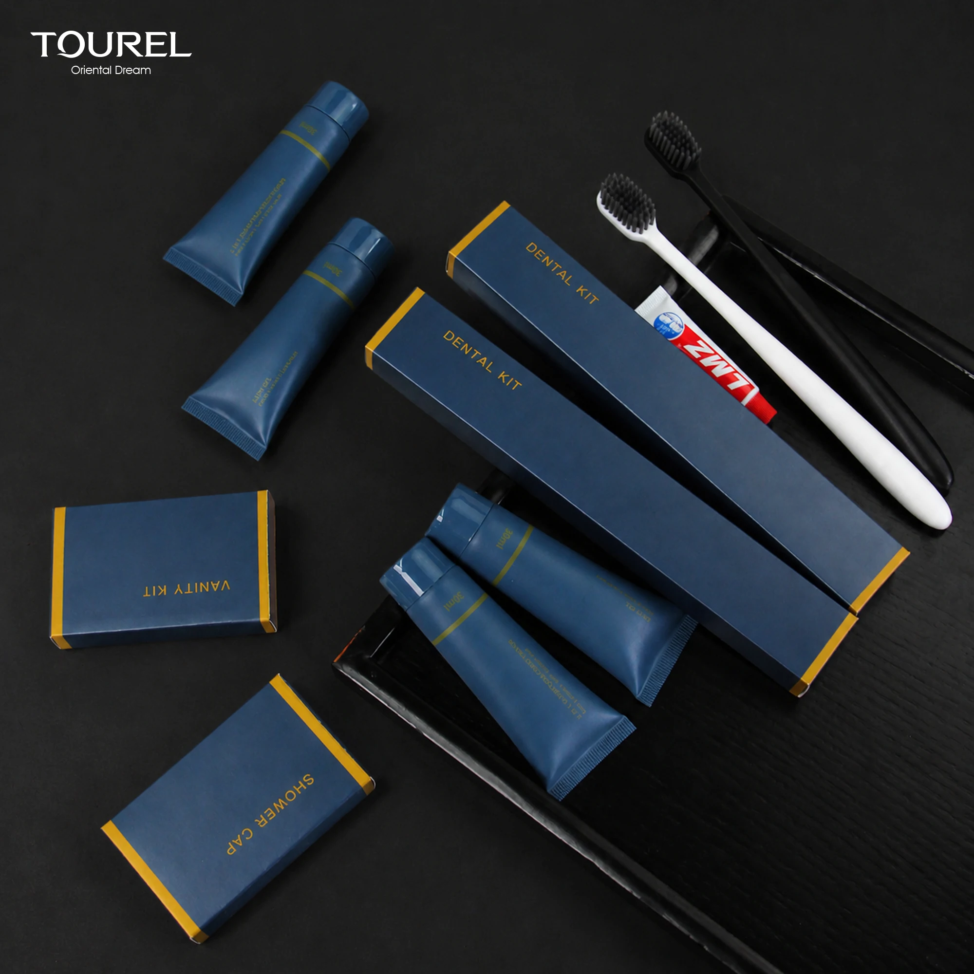 Star Custom Logo Disposable Hotel Amenities Bathroom Kit With Shampoo Soap Toothbrush Shower Gel For Travel Guestroom Supplies