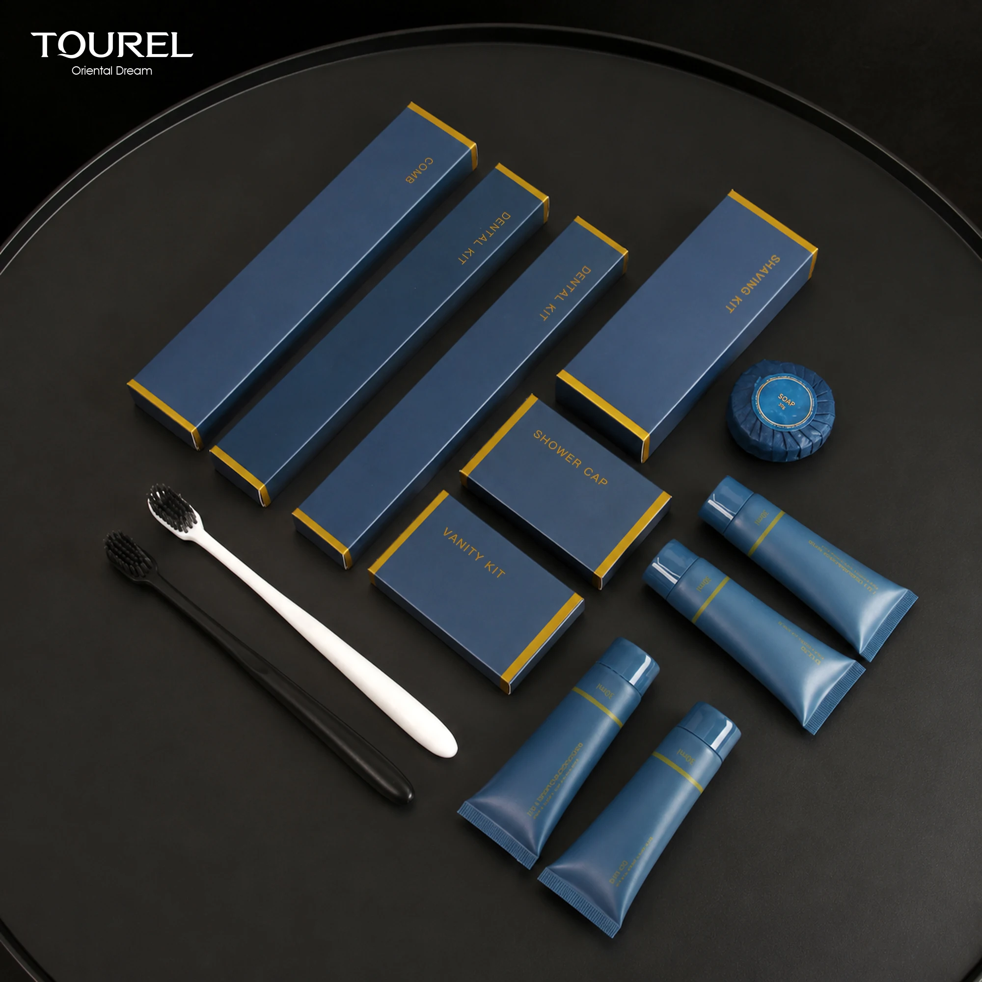 Star Custom Logo Disposable Hotel Amenities Bathroom Kit With Shampoo Soap Toothbrush Shower Gel For Travel Guestroom Supplies