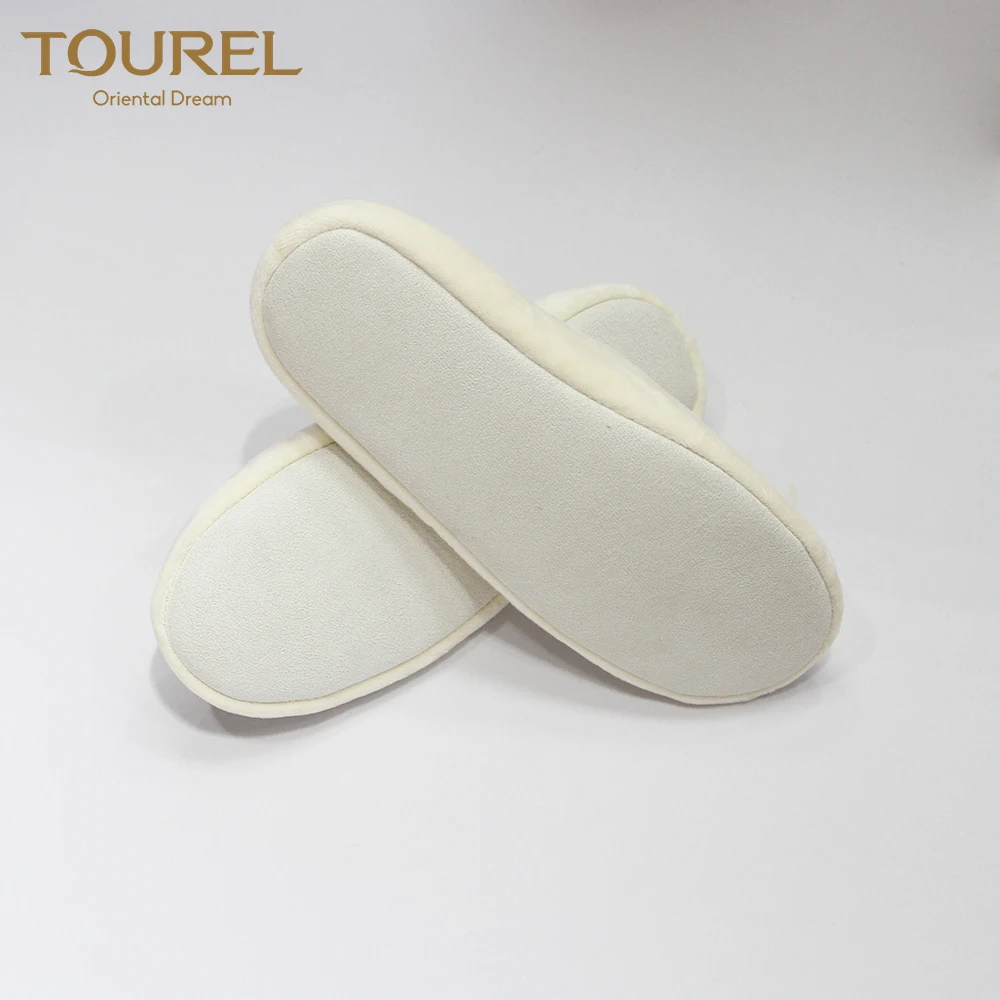 Chancla de baño de lujo para dama de hotel con bordado Marriot, con suela de amenities para spa, cuero PU, equipo JW, toalla EVA artificial