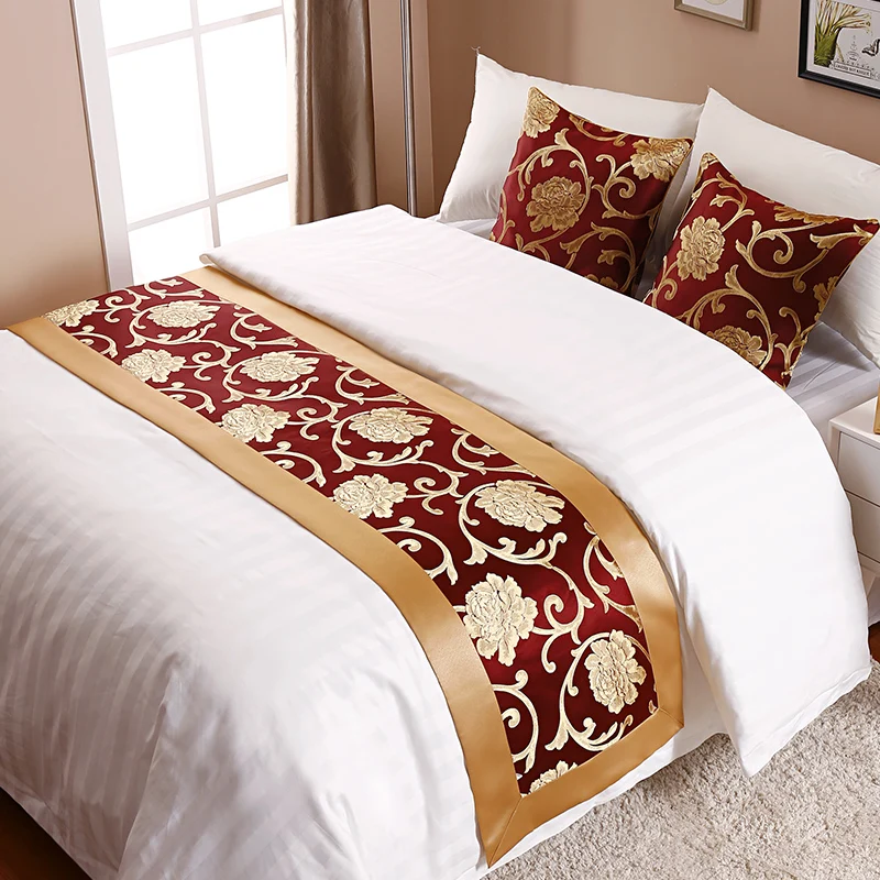 Custom Pattern Printing Hotel Queen And King Size Bed Scarf Runner
