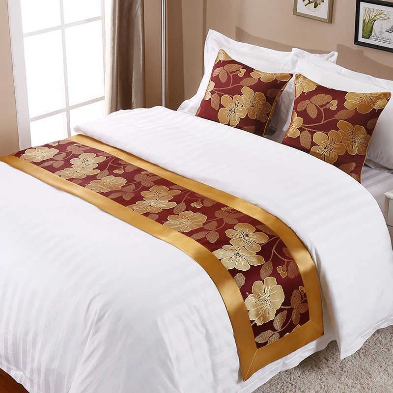 Custom Pattern Printing Hotel Queen And King Size Bed Scarf Runner