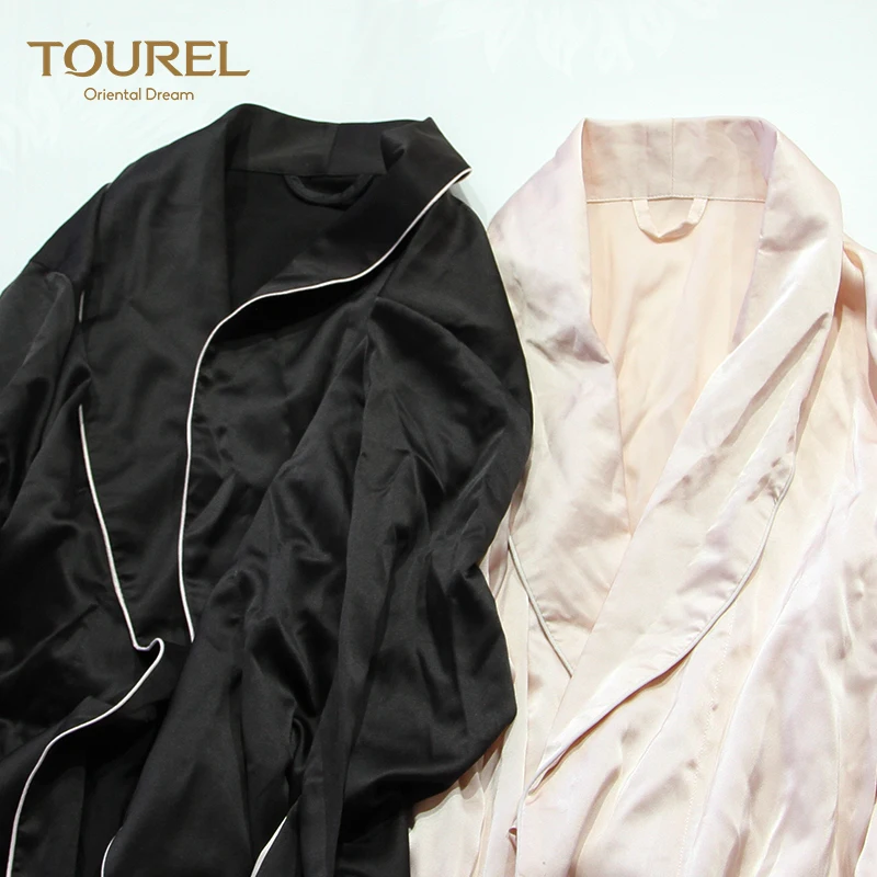 Albornoz de Seda 100% para Mujer Novia Sexy Negro y Rosa Satén de Hotel Personalizado al por Mayor de Lujo