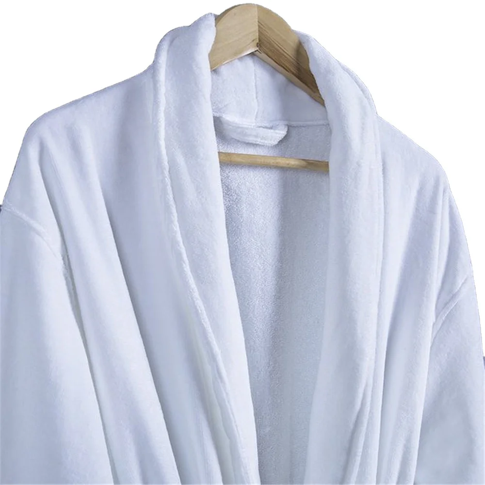 Cotton 5 Star Hilton Ladies V-neck Coral Fleece Bathrobe Fashion Fancy Hotel New Design Shawl Collar For Summer Spring