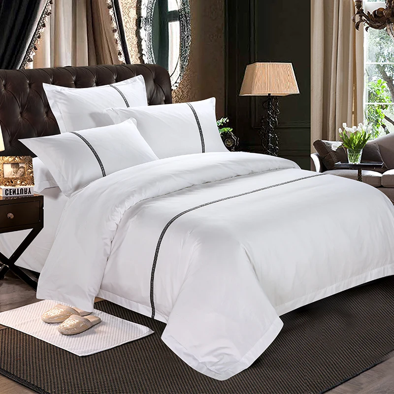 Wholesale Twin Queen King Size 4-piece Hotel Cotton 300tc Eco-friendly Luxury Bed Sheets Bedspread Bedding Set