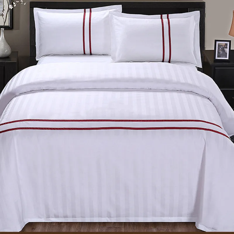 Wholesale Queen 400-1000tc 4 Pieces 100 Cotton Embroidery Design Chinese Manufacture Bed Sheet Bedding Set For Hotel