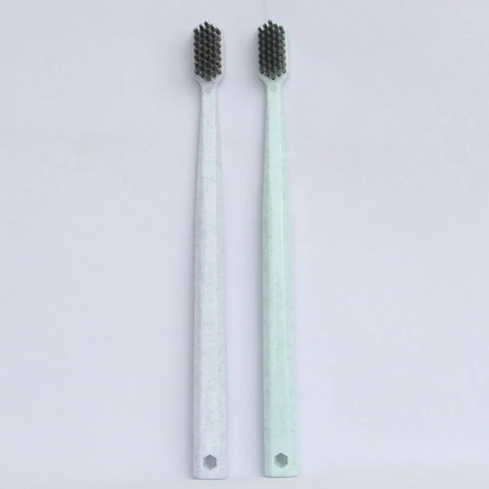 Cepillo de dientes desechable biodegradable de paja de trigo ecológico para hoteles, opción de cerdas suaves para limpieza profunda